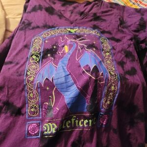 Black and purple tie dyed Disney Villians long sleeved Maleficent shirt size 2x